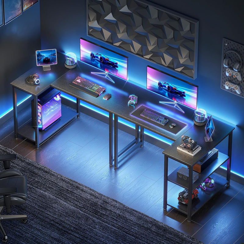 Gaming Desk with Reversible Shelves