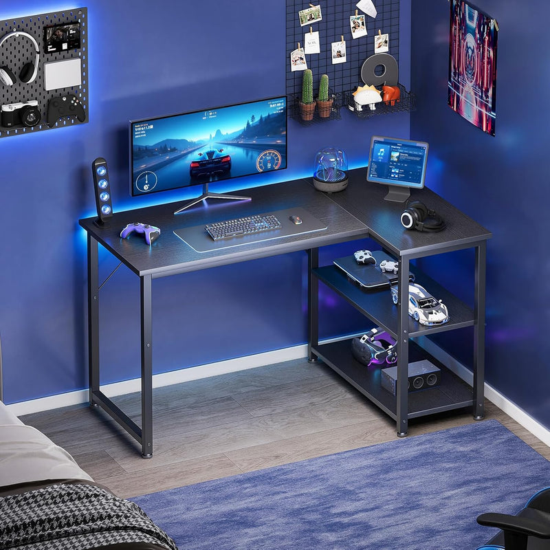 Gaming Desk with Reversible Shelves