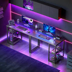 Gaming Desk with Reversible Storage Shelves