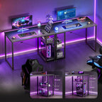 Gaming Desk with Reversible Storage Shelves