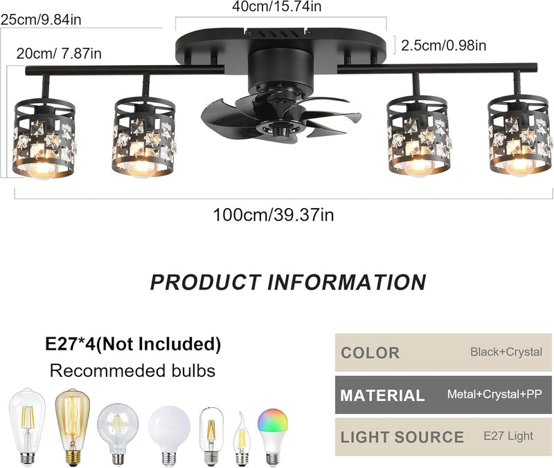 Ceiling Fan with Lights Industrial Style Farmhouse Lighting