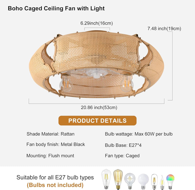 Ceiling Fan with Lights Industrial Style Farmhouse Lighting