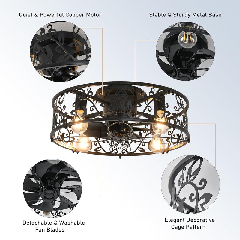 Ceiling Fan with Lights Industrial Style Farmhouse Lighting