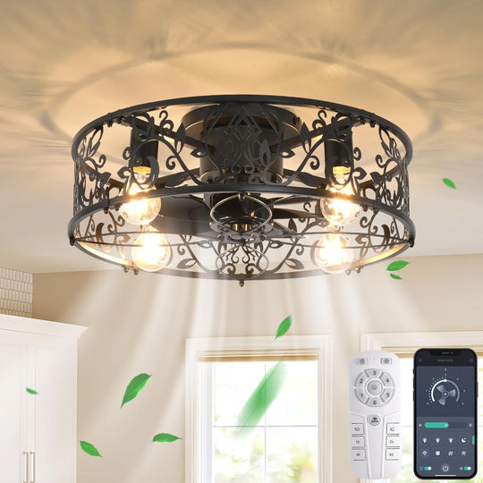 Ganeed Caged Ceiling Fan with Lights Industrial Style