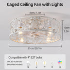 Ganeed Caged Ceiling Fan with Lights Industrial Style