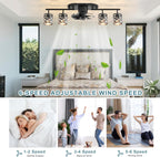 Ganeed Caged Ceiling Fan with Lights Industrial Style