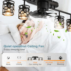 Ganeed Caged Ceiling Fan with Lights Industrial Style