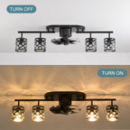 Ganeed Caged Ceiling Fan with Lights Industrial Style