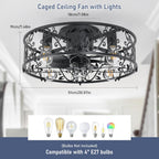 Ganeed Caged Ceiling Fan with Lights Industrial Style