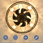Ganeed Caged Ceiling Fan with Lights Industrial Style
