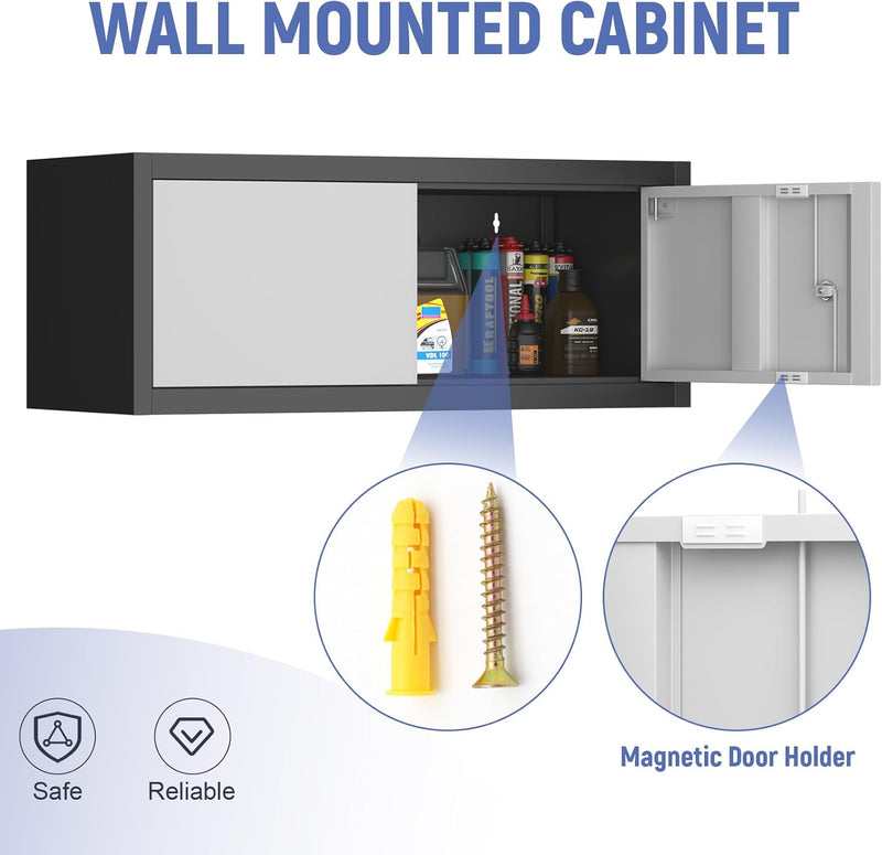 Garage Locking Cabinet 13” H Storage Wall Mounted