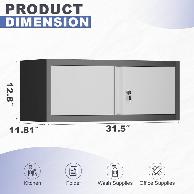 Garage Locking Cabinet 13” H Storage Wall Mounted