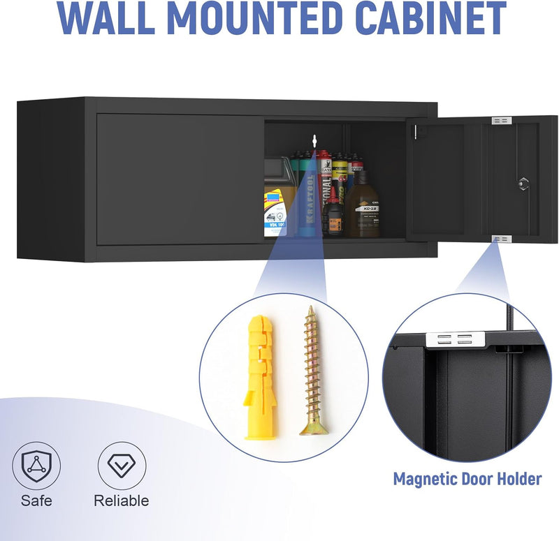 Garage Locking Cabinet 13” H Storage Wall Mounted