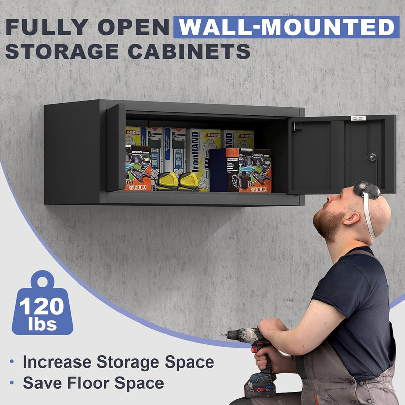 Garage Locking Cabinet 13” H Storage Wall Mounted