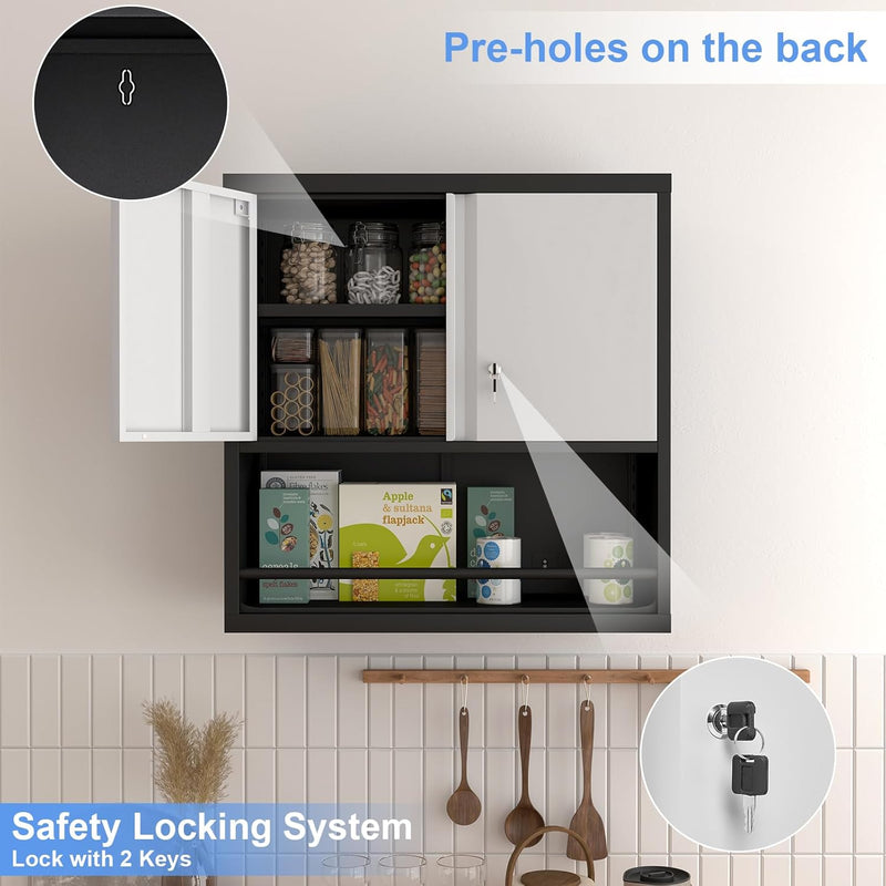 Garage Locking Cabinet 13” H Storage Wall Mounted