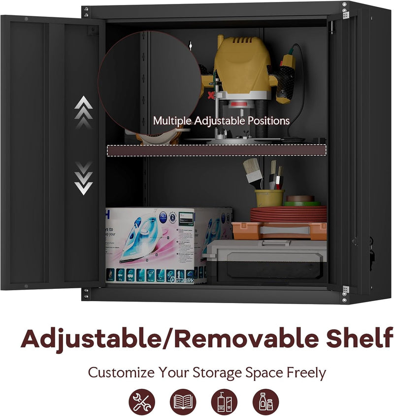 Garage Locking Cabinet 13” H Storage Wall Mounted