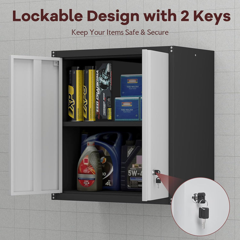 Garage Locking Cabinet 13” H Storage Wall Mounted