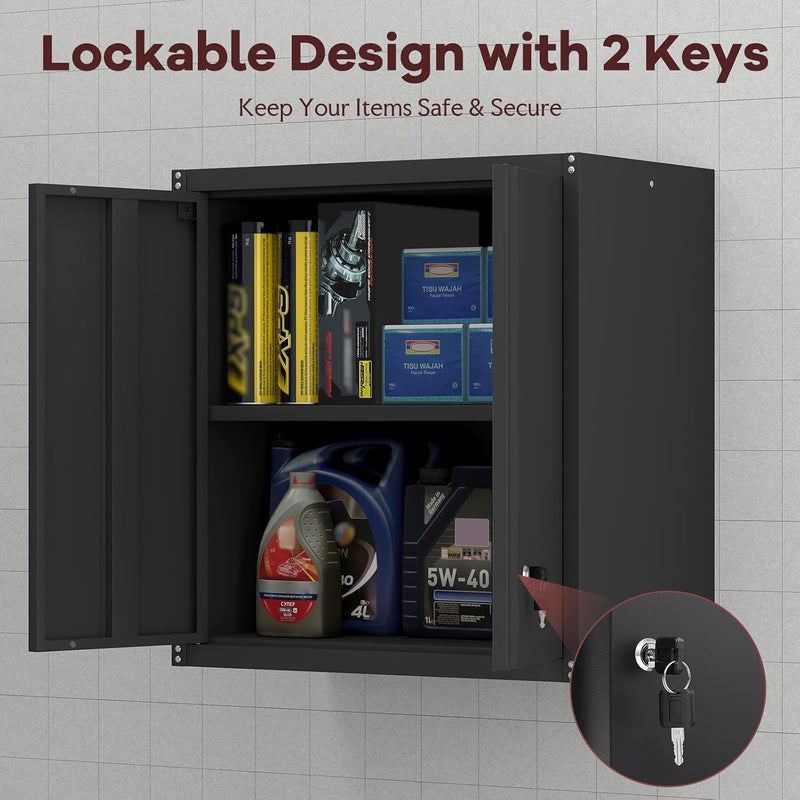 Garage Locking Cabinet 13” H Storage Wall Mounted
