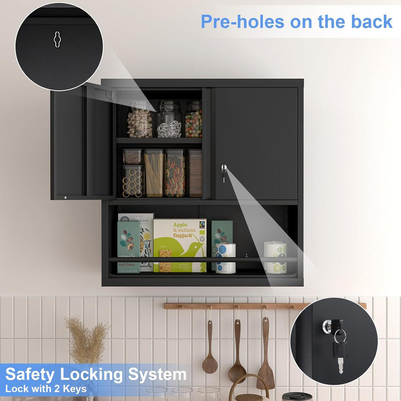 Garage Locking Cabinet 13” H Storage Wall Mounted