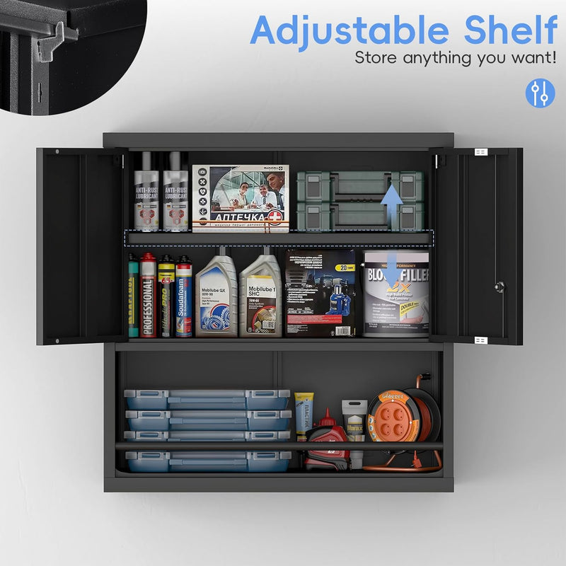 Garage Locking Cabinet 13” H Storage Wall Mounted