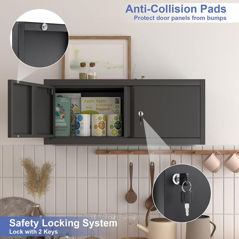 Garage Locking Cabinet 13” H Storage Wall Mounted