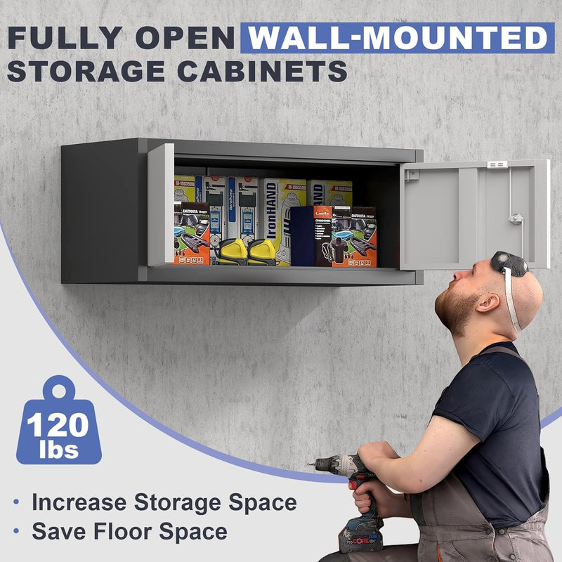 Garage Locking Cabinet 13” H Storage Wall Mounted