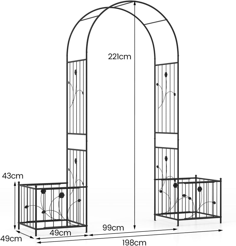 Garden Arch 2.2m Metal Pergola Trellis Arbour Rose