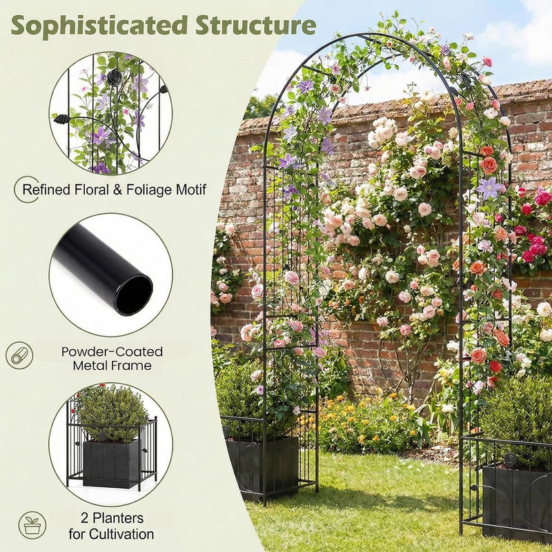 Garden Arch 2.2m Metal Pergola Trellis Arbour Rose