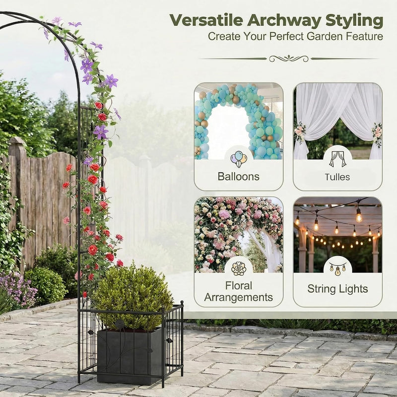 Garden Arch 2.2m Metal Pergola Trellis Arbour Rose
