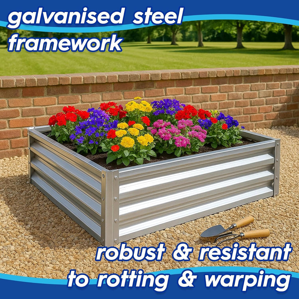 Garden Bed Rectangle Bottomless Galvanised (2 Pack)