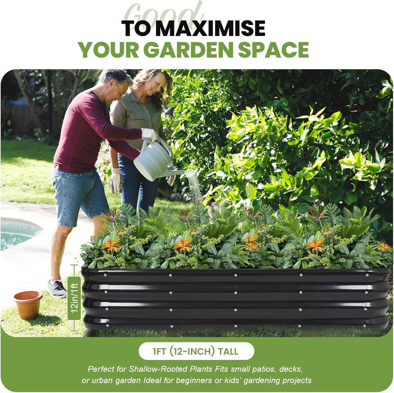 Garden Bed 4x2x1FT Galvanized Steel Planter Boxes (1Pack)