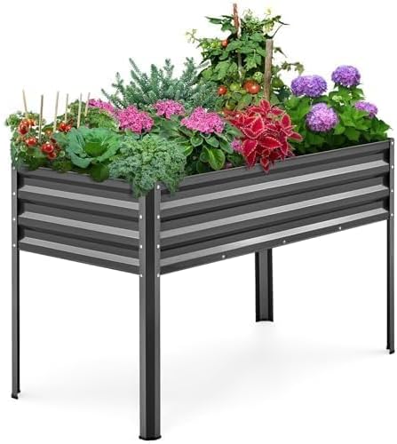 Garden Bed with Legs Galvanized Large Elevated Planter