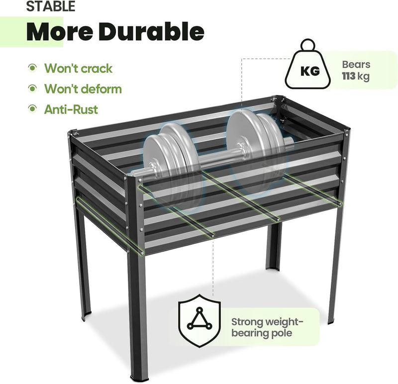 Garden Bed with Legs Galvanized Large Elevated Planter