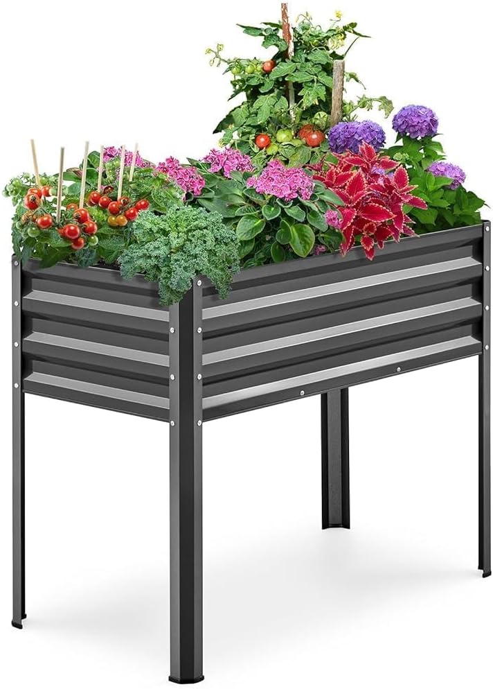 Garden Bed with Legs Galvanized Large Elevated Planter
