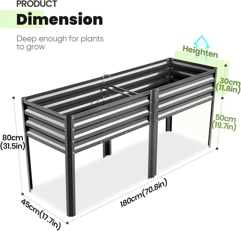 Garden Bed with Legs Galvanized Large Elevated Planter