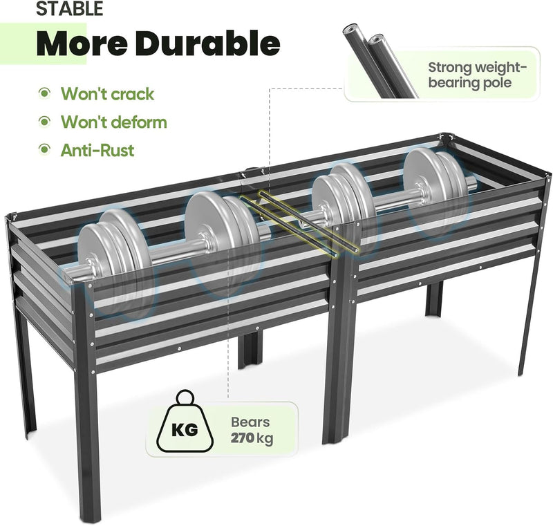 Garden Bed with Legs Galvanized Large Elevated Planter
