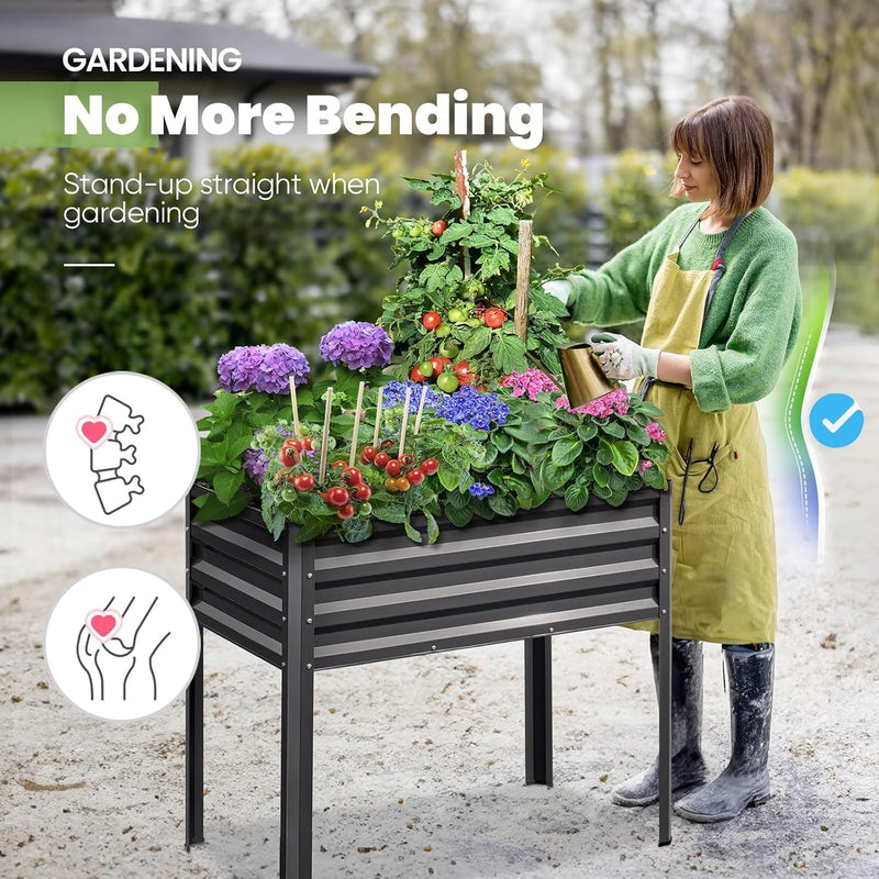 Garden Bed with Legs Galvanized Large Elevated Planter
