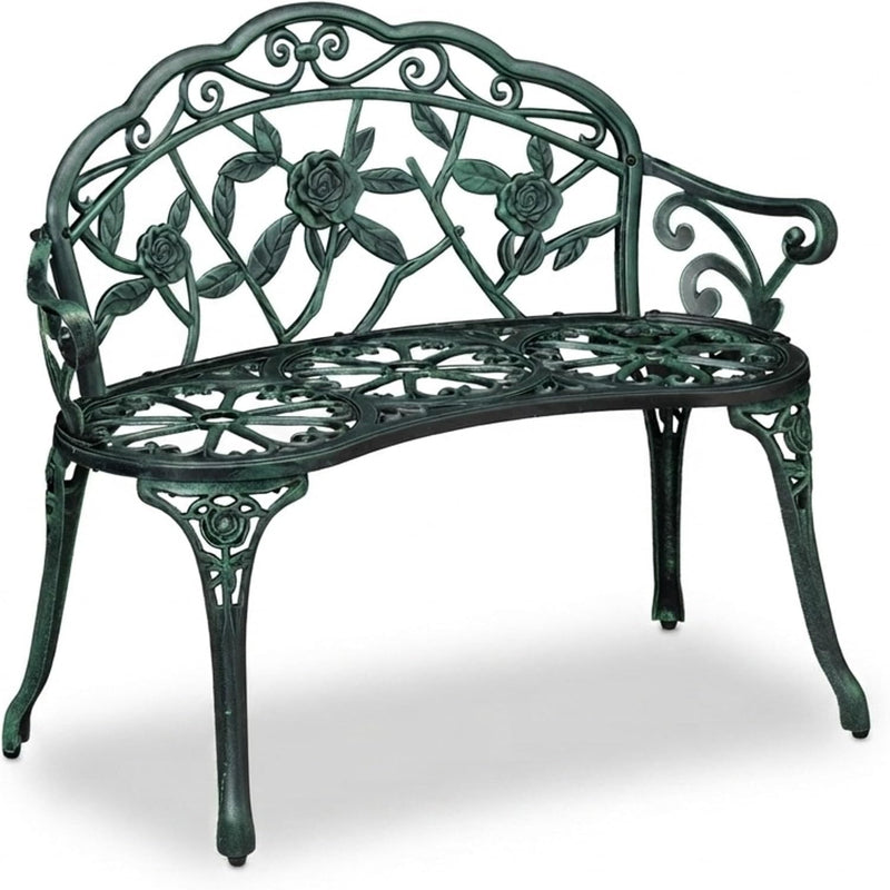 Garden Bench 2-Seater Balcony Patio Aluminium Cast Iron