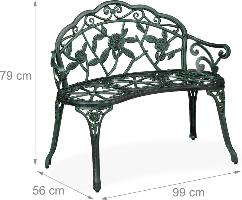 Garden Bench 2-Seater Balcony Patio Aluminium Cast Iron