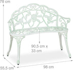 Garden Bench 2-Seater Balcony Patio Aluminium Cast Iron