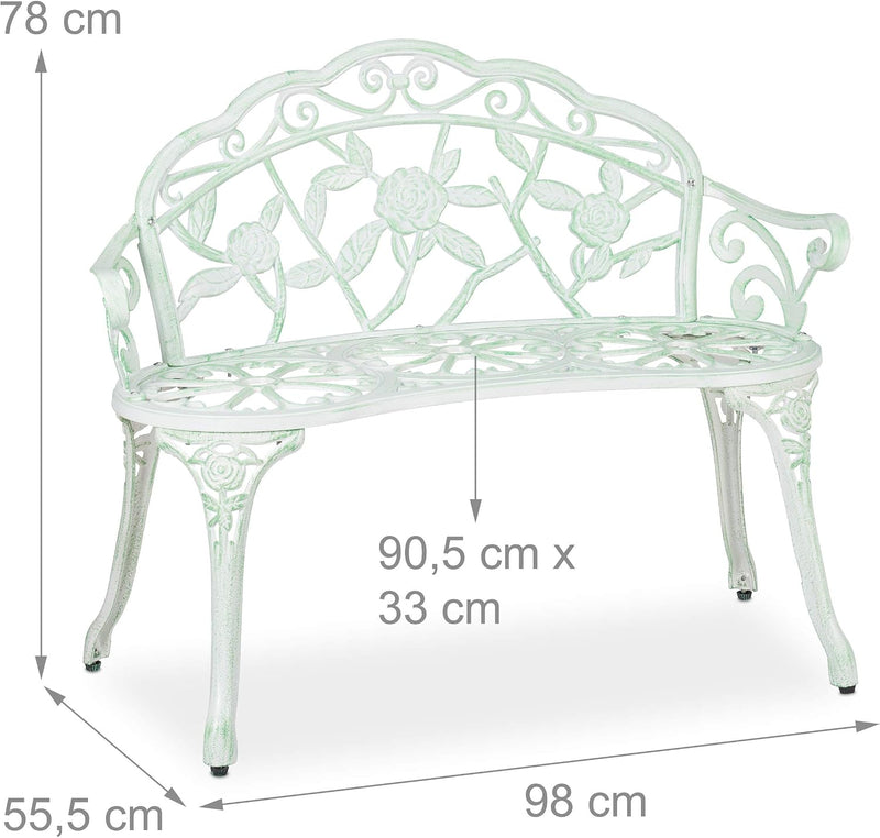 Garden Bench 2-Seater Balcony Patio Aluminium Cast Iron