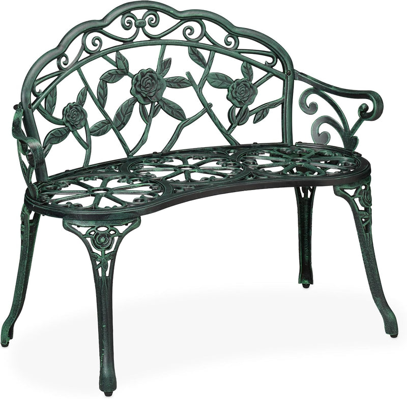 Garden Bench 2-Seater Balcony Patio Aluminium Cast Iron