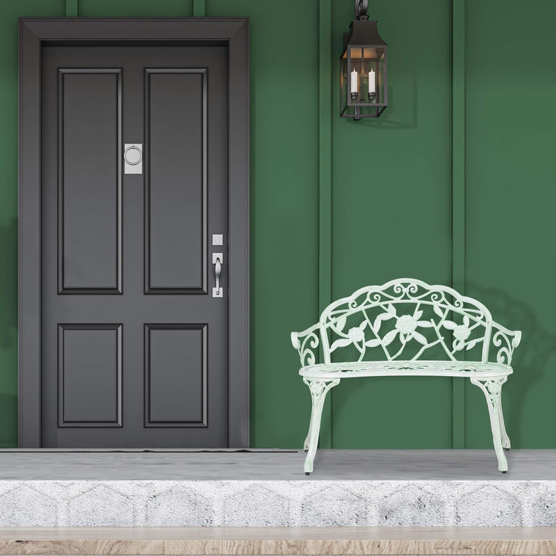 Garden Bench 2-Seater Balcony Patio Aluminium Cast Iron
