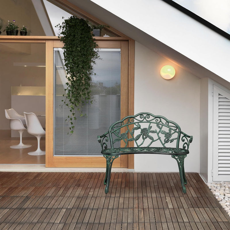 Garden Bench 2-Seater Balcony Patio Aluminium Cast Iron
