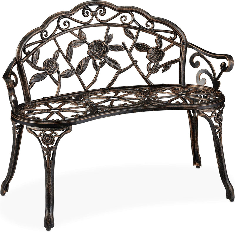 Garden Bench 2-Seater Balcony Patio Aluminium Cast Iron