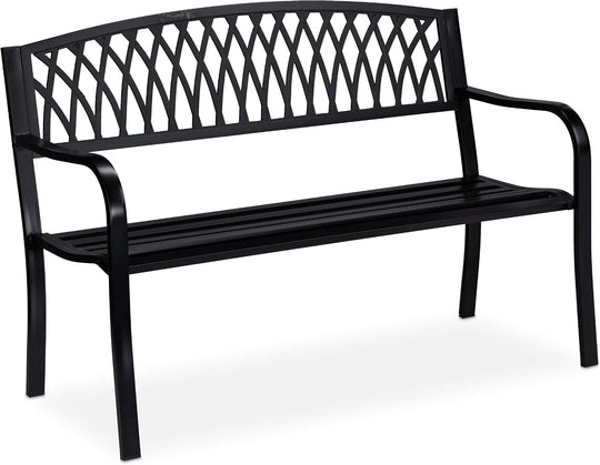 Garden Bench 2-Seater Iron Balcony Terrace Backseat