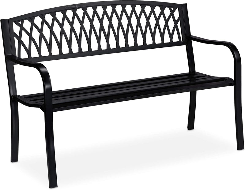 Garden Bench 2-Seater Iron Balcony Terrace Backseat