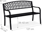Garden Bench 2-Seater Iron Balcony Terrace Backseat