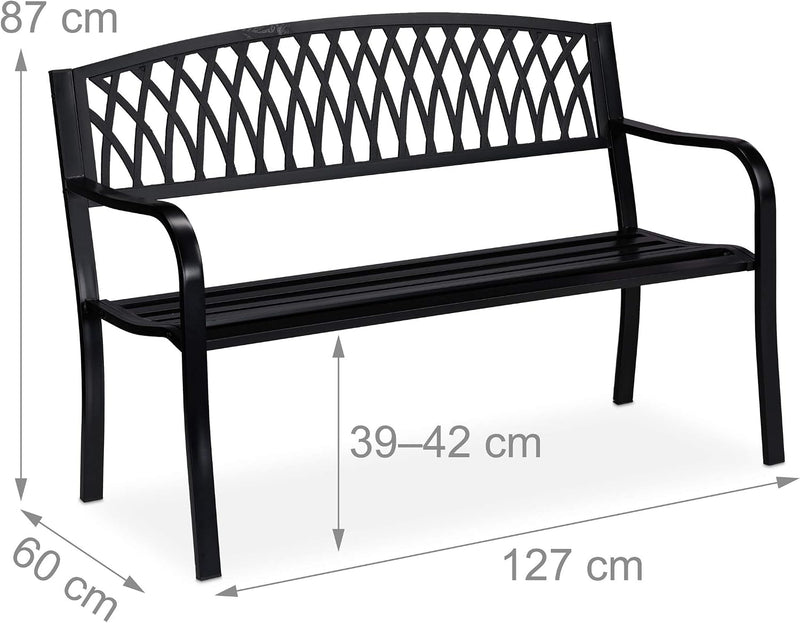 Garden Bench 2-Seater Iron Balcony Terrace Backseat