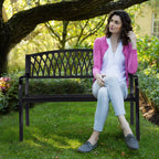 Garden Bench 2-Seater Iron Balcony Terrace Backseat